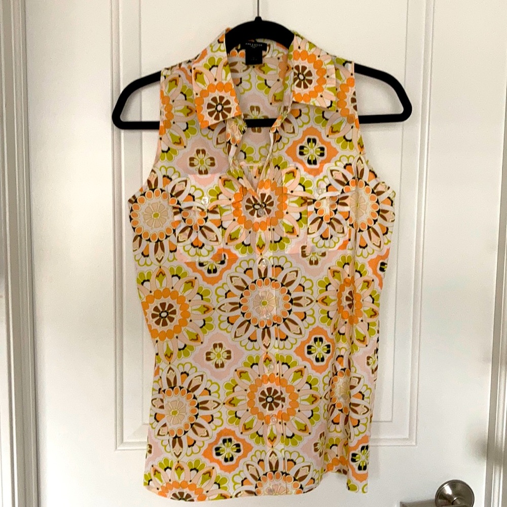 Ann Taylor button up with pockets, floral tank top